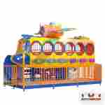 Детский аттракцион скамейка «Радужный полет», 18 мест, 8×5×3,5 м