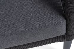 "Канны" лаунж-зона 4-местная (разборная) из роупа со столиком "Диего" цвета "серый гранит", роуп темно-серый круглый, ткань темно-серая