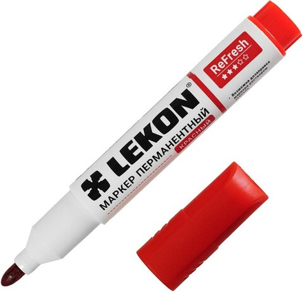 Маркер LEKON ReFreash перманентный заправляемый красный