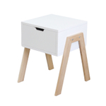 Тумба прикроватная Мунк в спальню и прихожую, с ножками из дуба, с ящиком, белый