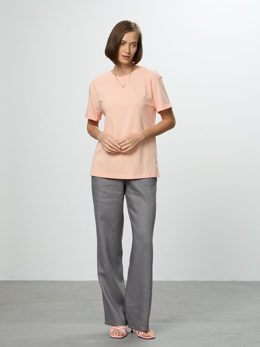 Футболка оверсайз лососевый (Размеры L, ХL)