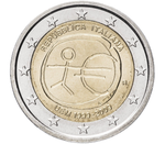 2 евро 2009 Италия. 10 лет Экономическому и валютному союзу. UNC