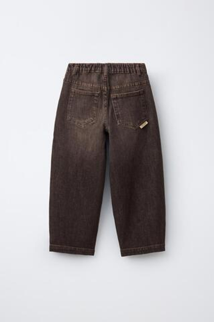 ZARA ДЖИНСЫ BALLOON С ЭФФЕКТОМ ПОТЕРТОСТИ, КОРИЧНЕВЫЙ