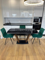 Кухонный раскладной стол "Прадо" черный мрамор и 4 стула ГУЧИ