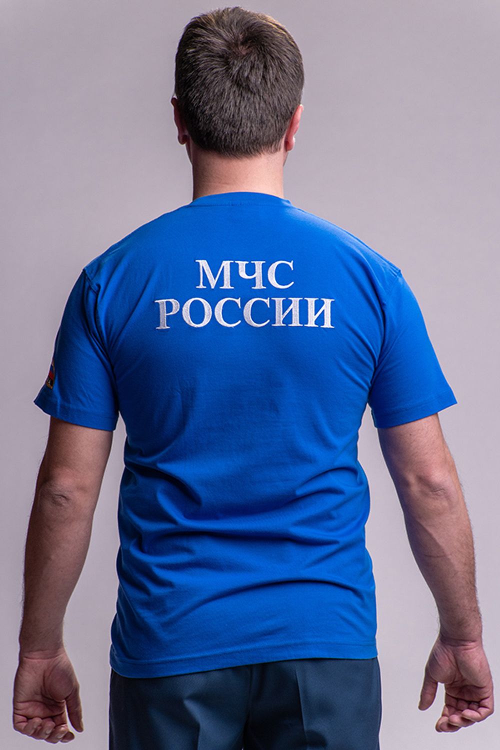 Футболка мужская МЧС цв. василек (вышивка)