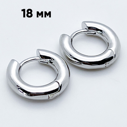 Ювелирные швензы Конго с родиевым покрытием, размер 18 мм, толщина 4 мм, цена за пару