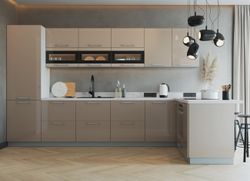 Модульный кухонный гарнитур «Олива» 1800/3400 (Кофе с молоком), ЛДСП, ДСВ Мебель