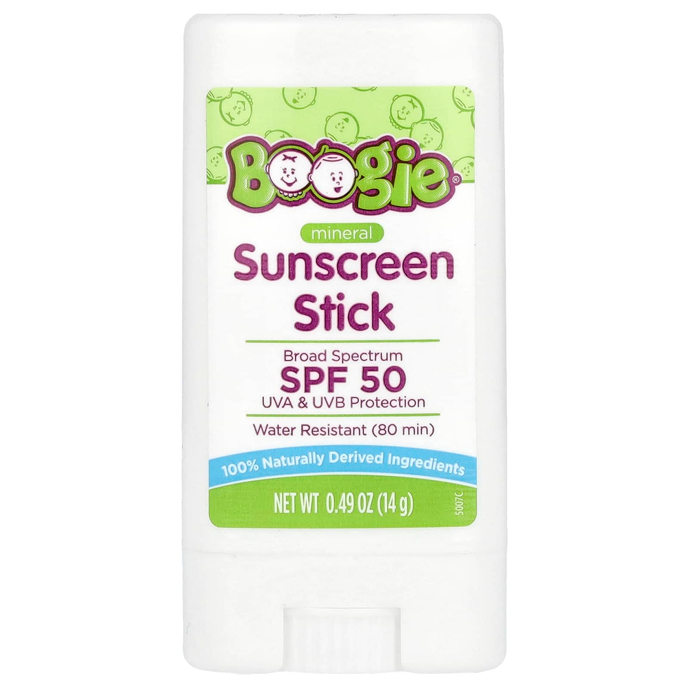Boogie Wipes, Mineral Sunscreen Stick, SPF 50, 0.49 oz (14 g)