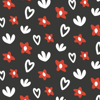 Buy kids fabric cute flowers black