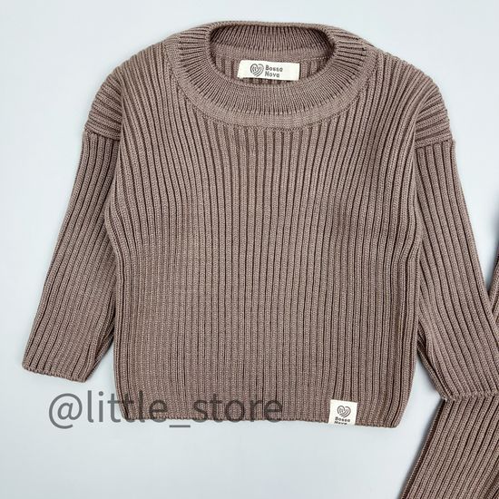 Комплект вязаный, Кофейный