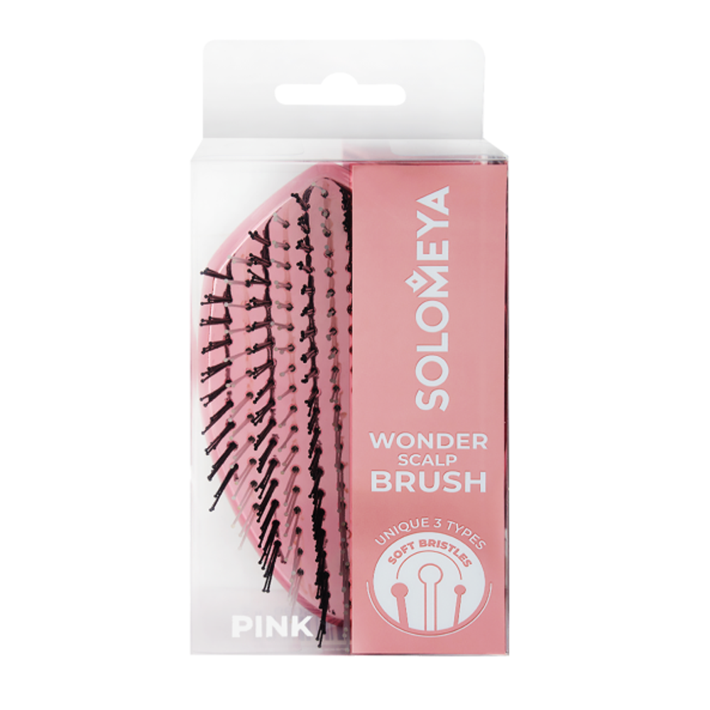 Расческа для волос многофункциональная мини SOLOMEYA Wonder Scalp Brush Pink mini