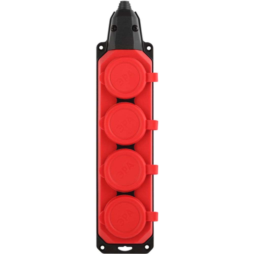 Колодка ЭРА K-4e-RED-IP44 каучуковая с заземлением 4 розетки 16A IP44 красная | Колодки