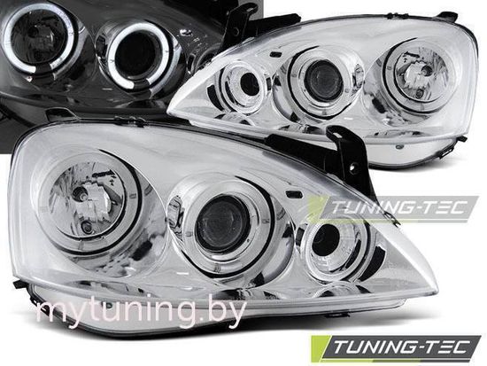 Передние фары Angel Eyes для Opel Corsa C (00-06) Chrome