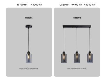 Подвесной светильник 3*Е27 TR3698/3 BK/SM черный/дымчатый Traditional Ambrella