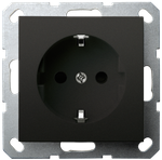 Розетка SCHUKO© с защитными шторками 16A 250V~ 2P+T, цвет черный матовый (soft touch)