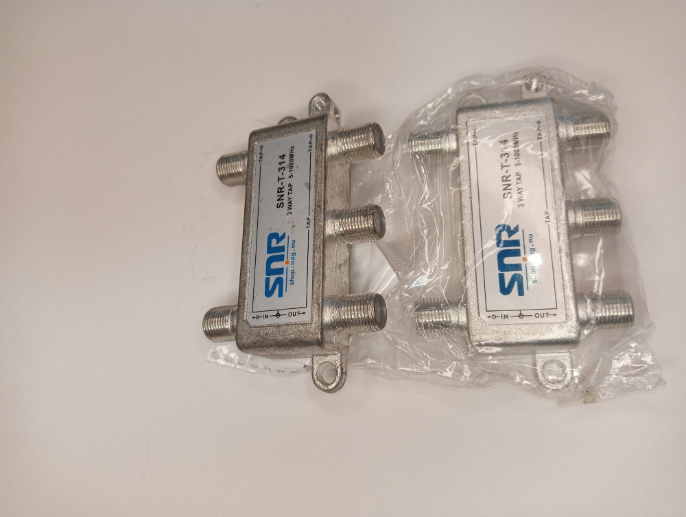 Ответвитель абонентский SNR-T-314 на 3 отвода, вносимое затухание IN-TAP 14dB.