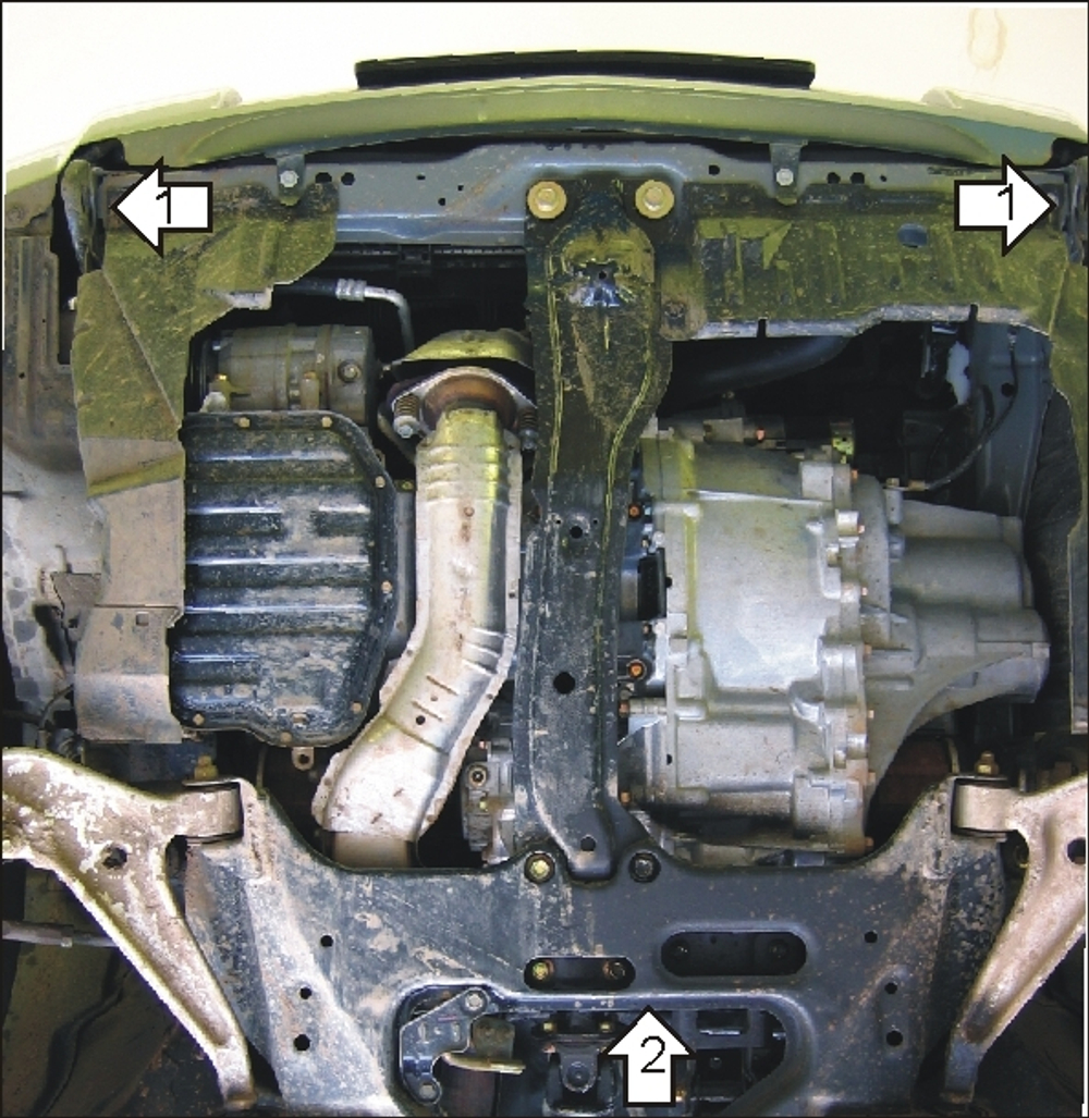 Защита картера Двигателя, КПП. 2 мм, Сталь. для Nissan X-Trail 2001-2007 MOTODOR.01402
