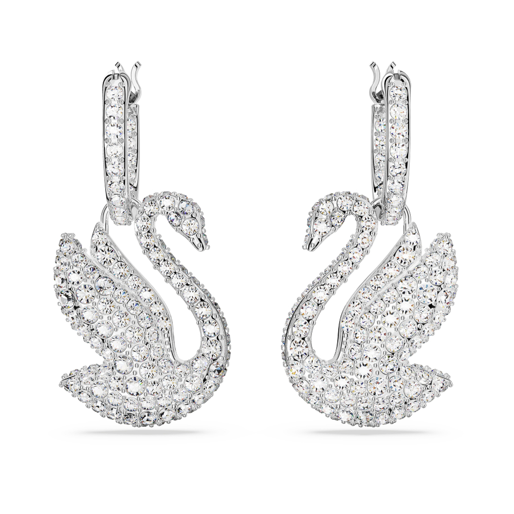 ICONIC SWAN:PE HOOP EARRINGS WHI/RHS