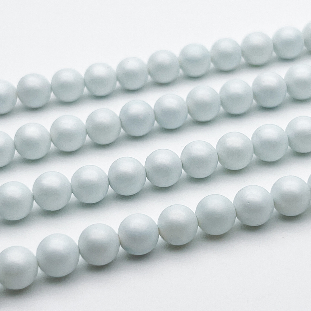 "Майорка" с эффектом сатин, цвет голубой, диаметр 6,5 мм, цена за 15 шт (1/4 нити)