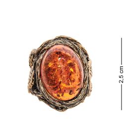 AM-2435 Кольцо «Дерево» (латунь, янтарь)