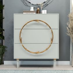 Комод Арт Колор matte Классик Голд с 3 ящиками Серый дым матовый