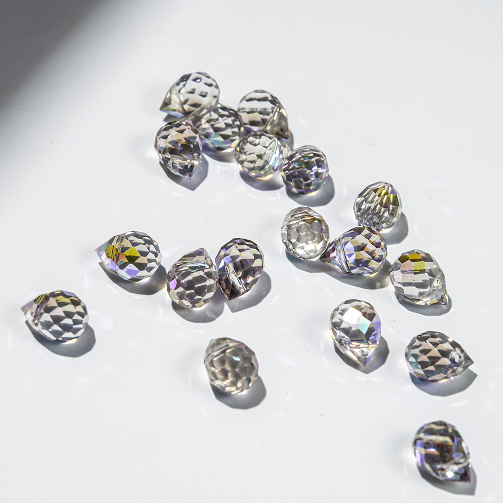 Бриолетт, дымчатый с фиолетовым покрытием, 10*8мм, хрусталь