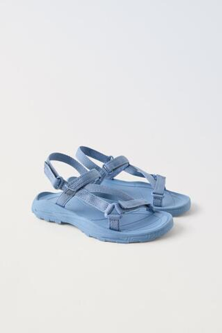 ZARA САНДАЛИИ ИЗ ВЫСОКОТЕХНОЛОГИЧНОЙ ТКАНИ НА ПЛАТФОРМЕ, СИНИЙ