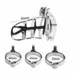 Серебристый мужской пояс верности «Клетка целомудрия № 2» (Цвет: серебристый)