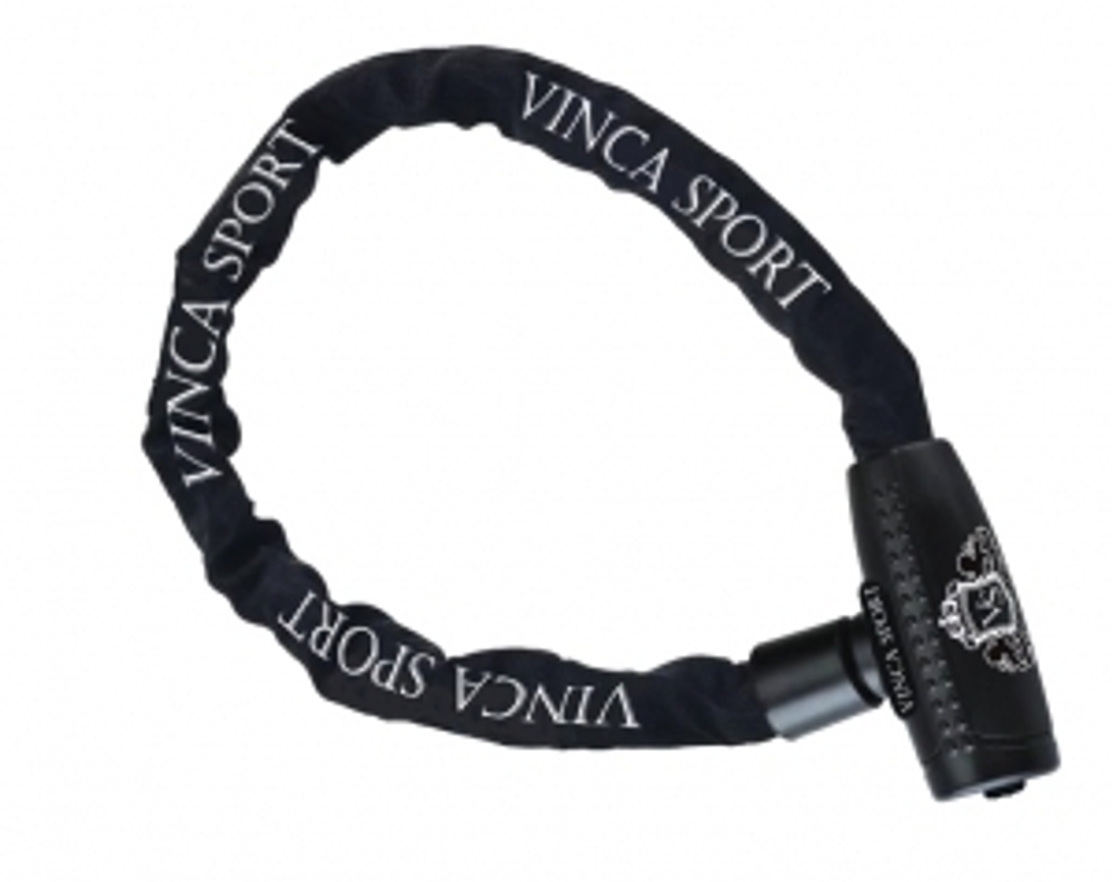 Замок велосипедный - цепь 8*900мм, черная оплетка. инд.уп. Vinca Sport VS 741 black