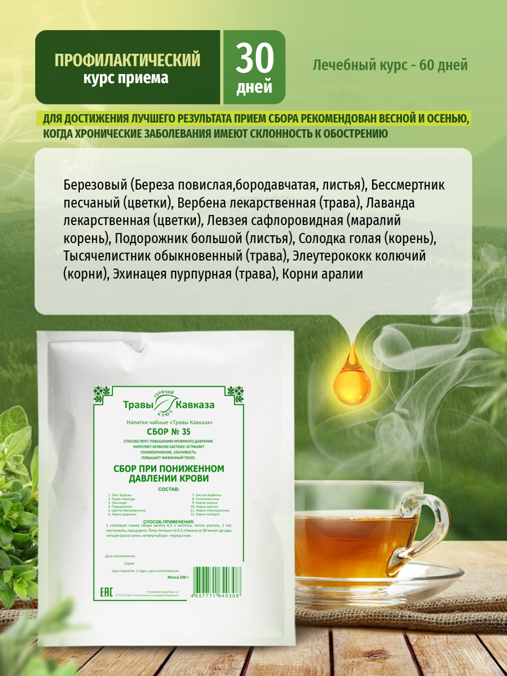 Сбор № 35 при пониженном давлении крови