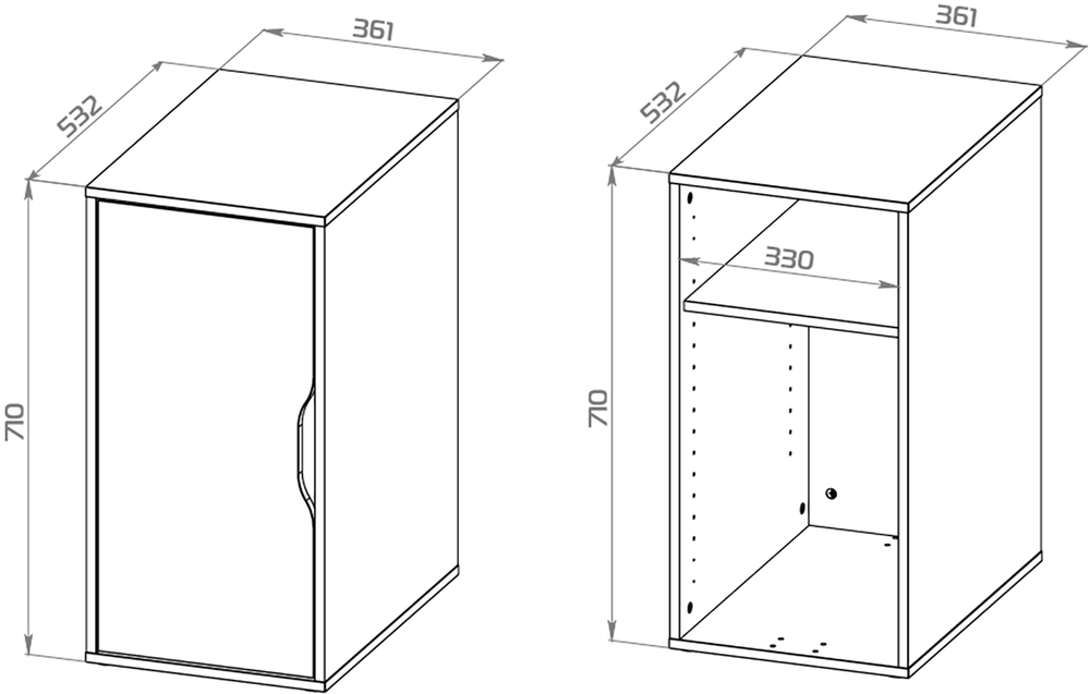 Тумба Ингар ДВ 36x71x53, серо-бирюзовый