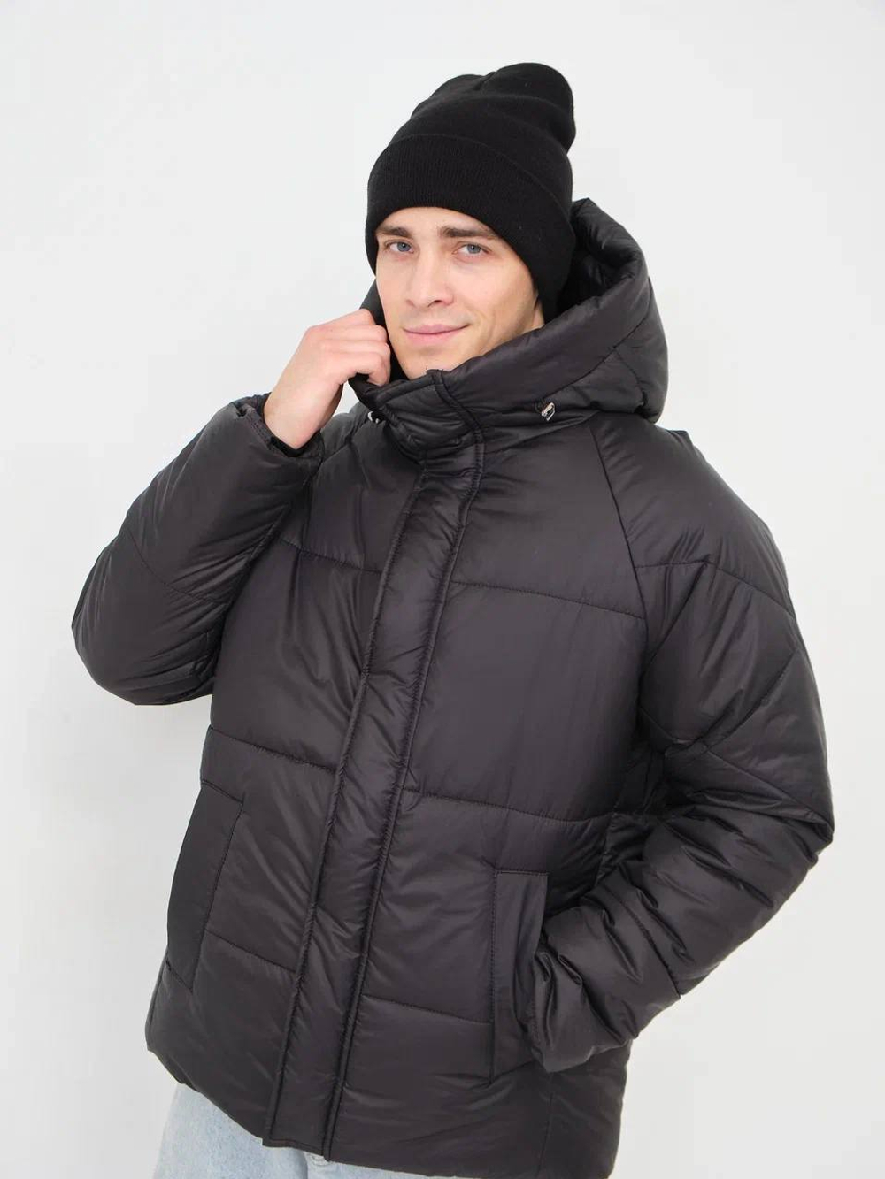 Куртка мужская зимняя с капюшоном чёрный