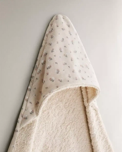 ZARA HOME ДЕТСКОЕ ПОЛОТЕНЦЕ С КАПЮШОНОМ, РОЗОВЫЙ