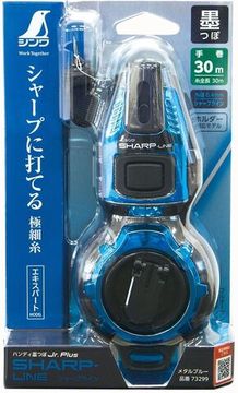 Отбивка строительная, чернильная Shinwa, 30м, ручной возврат шнура, голубой металлик