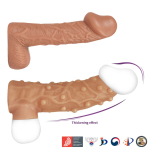 Телесная насадка с пупырышками и открытой головкой Nude Sleeve 002 L - 14 см.