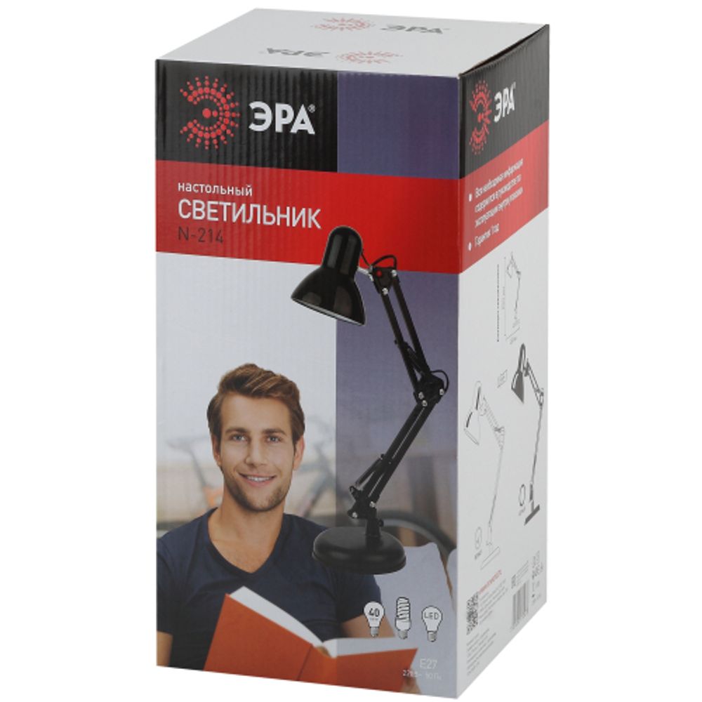Настольный светильник ЭРА N-214-E27-40W-W белый