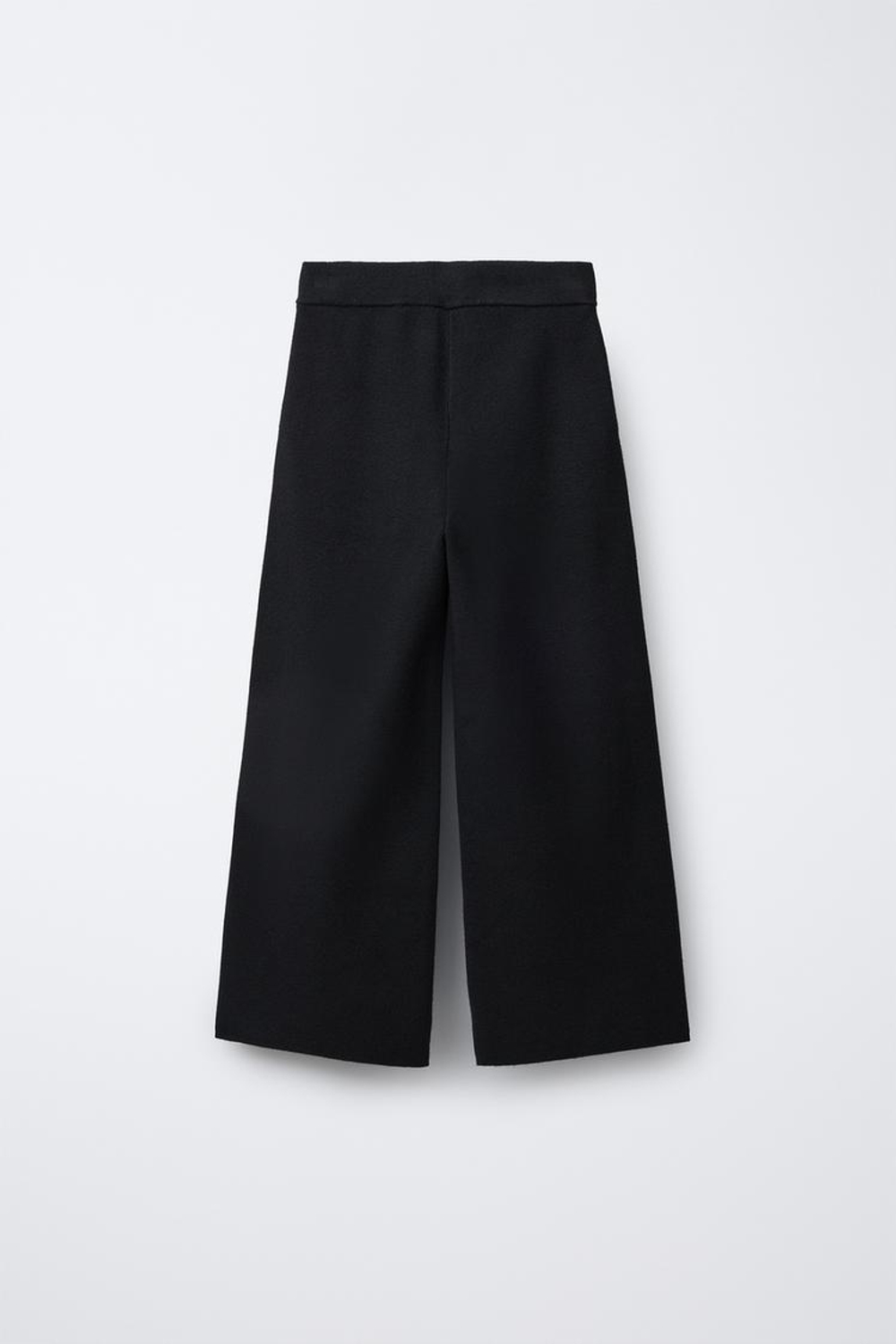 ZARA ТРИКОТАЖНЫЕ БРЮКИ WIDE LEG, ЧЕРНЫЙ