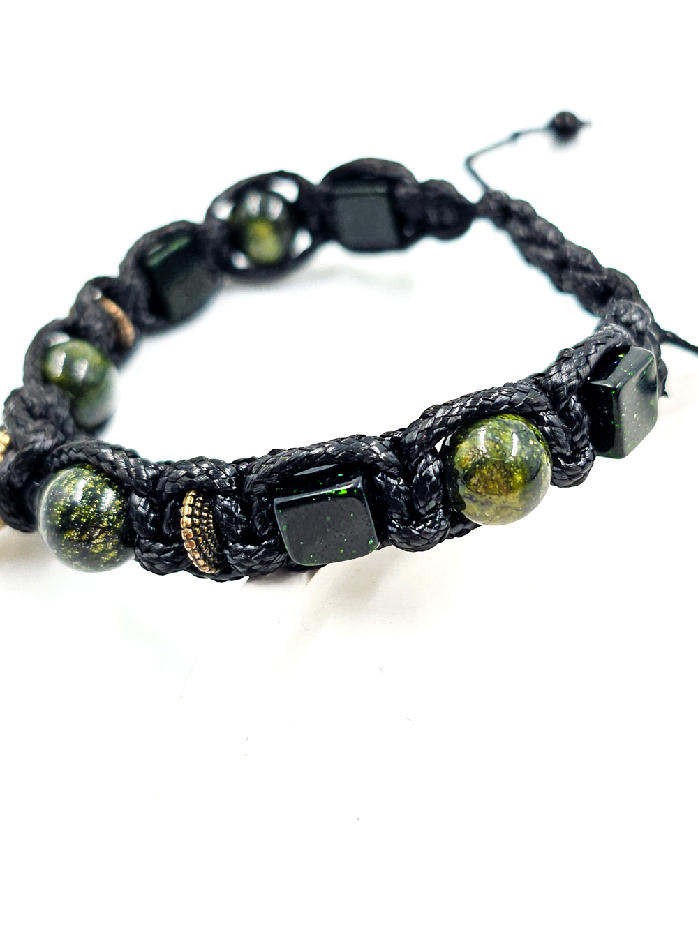 Мужской браслет на руку Змея. Авантюрин и Змеевик