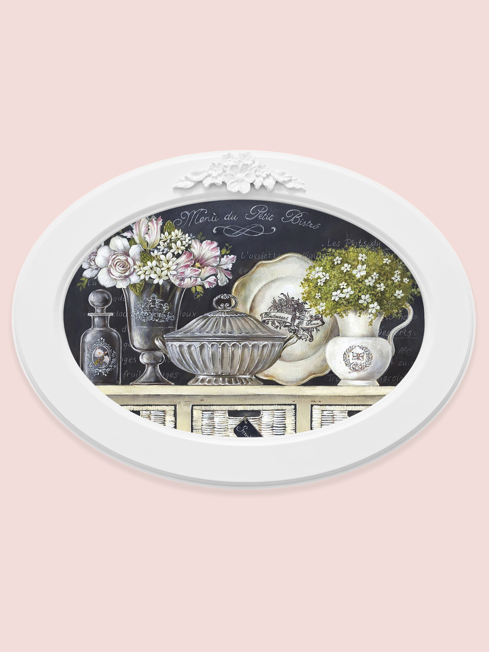 Декор для стены картина в овальной раме с лепниной 27*37 см