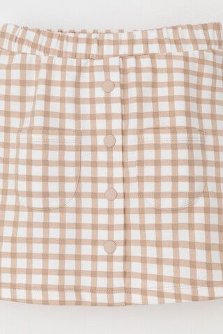 юбка  для девочки  КР 7142-1/бежевая клетка на сахаре к567