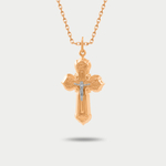 Крест православный из розового золота 585 пробы без вставок (арт. 74383)