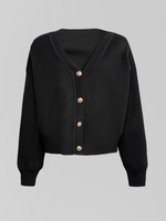 Кардиган 648 однотонный на пуговицах с V-образным вырезом