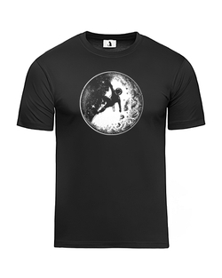 Футболка Космонавт на Луне unisex черная с белым рисунком