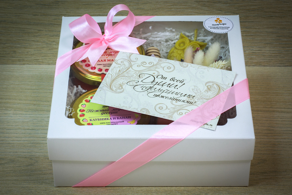 Подарочный набор HoneyForYou с крем-медом и букетиком из сухоцветов