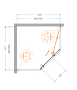 Душевой уголок Cezares RELAX-304-P-1-100-C-BORO, 100х100х200, профиль брашированное золото, прозрачное стекло