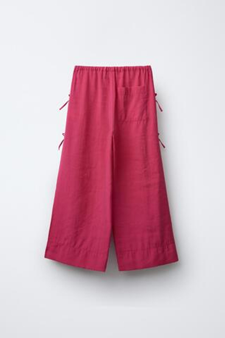 ZARA СТРУЯЩИЕСЯ БРЮКИ С БАНТИКАМИ, ФУКСИЯ