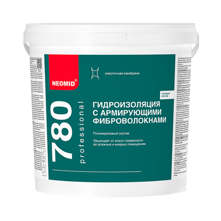Неомид Гидроизоляция с армирующими фиброволокнами для влажных и мокрых помещений  (6 кг)