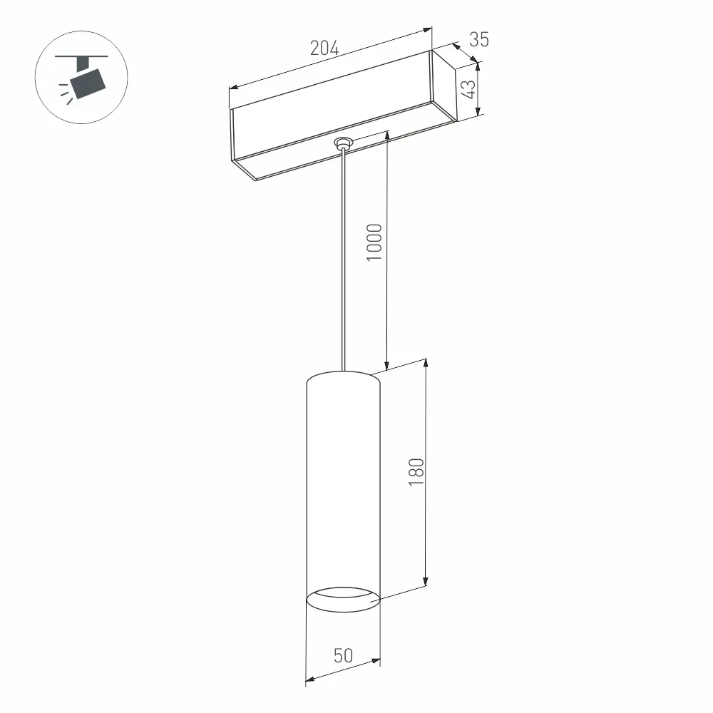 Светильник MAG-SPOT-HANG-45-R50-7W Warm3000 (BK, 24 deg, 24V) (Arlight, IP20 Металл, 5 лет) 027007