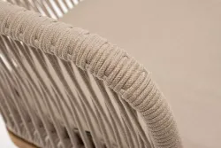 "Лион" стул плетеный из роупа, основание дуб, роуп бежевый круглый, ткань бежевая 035