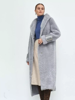 Шуба женская чебурашка тедди, серая, SilverFox